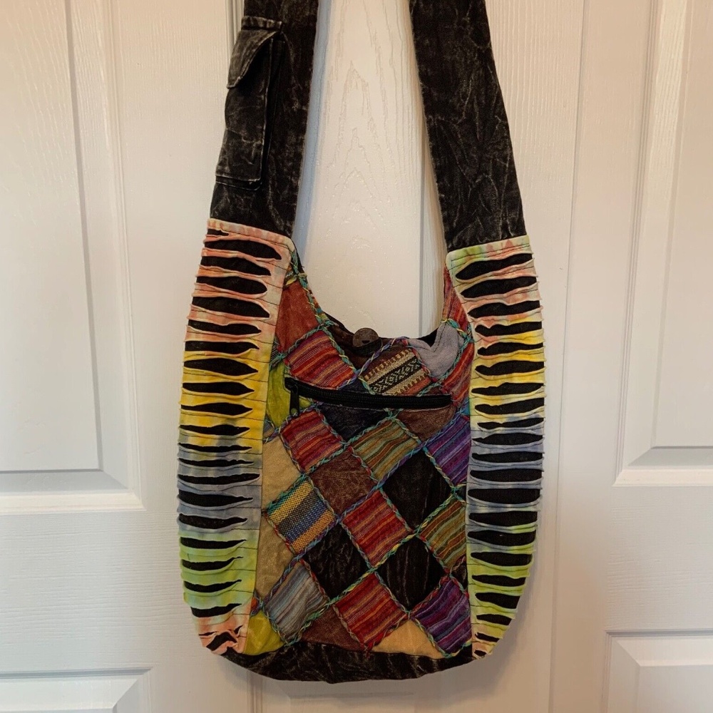 Handmade Multicolored Patchwork Hobo Crossbody Y2k Purse
